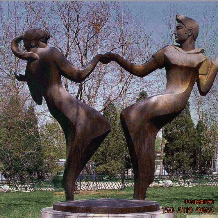跳舞的男女抽象人物雕塑