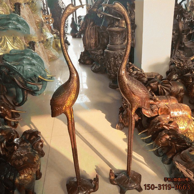 龟驼鹤_延年益寿铜雕工艺品摆件雕塑