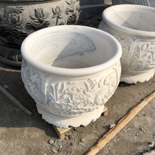 石雕圆缸厂家汉白玉石雕鱼缸花盆
