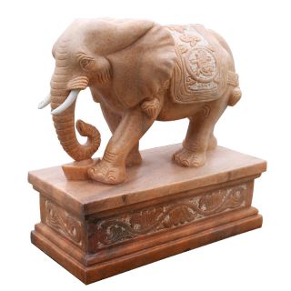 石雕大象厂商商场企业招财晚霞红大象