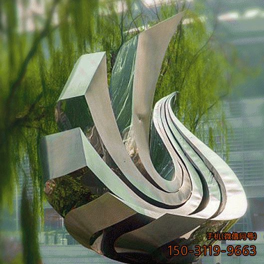 不锈钢抽象凤凰_公园校园动物标志性雕塑