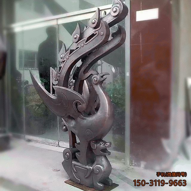 铜雕凤凰_商场企业动物摆件雕塑