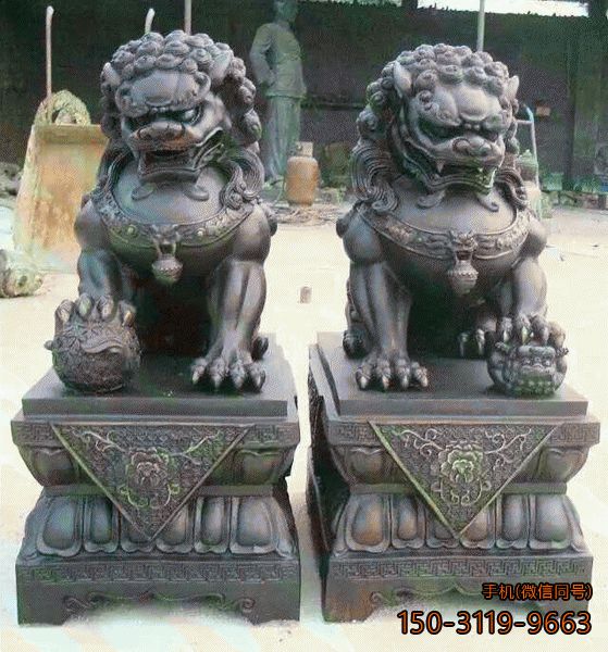 镇宅铜雕狮子_中国传统看门神兽雕塑