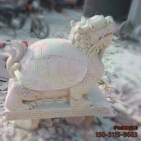 晚霞红龙龟石雕雕塑