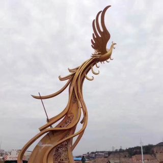 不锈钢广场凤凰景观_城市景区景点景观雕塑