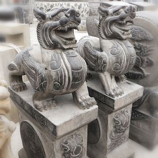 仿古貔貅石雕_小区看门神兽