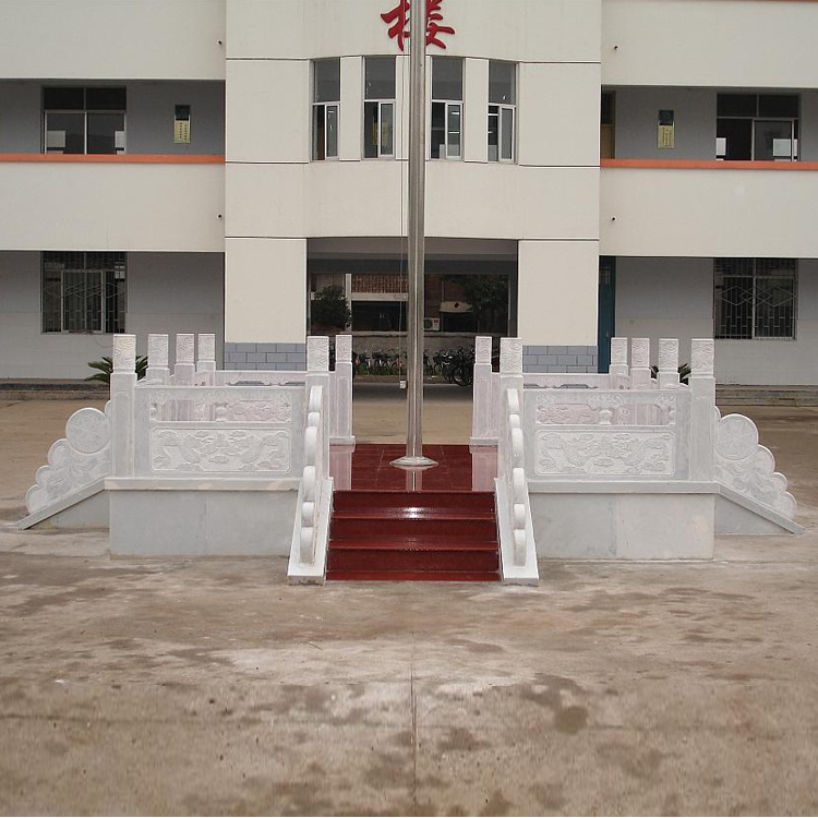 教学楼升旗台_汉白玉雕花国旗台雕塑