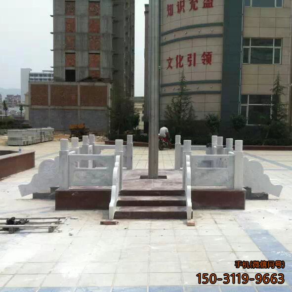 广场升旗台_汉白玉雕花国旗台雕塑