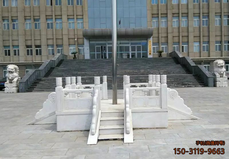 办公楼升旗台_汉白玉雕花石雕国旗台雕塑