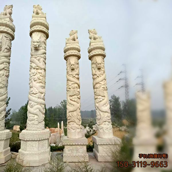石龙柱雕塑_公园园林石雕龙柱