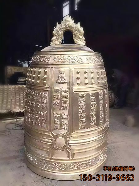 寺庙铜鼎挂钟雕塑