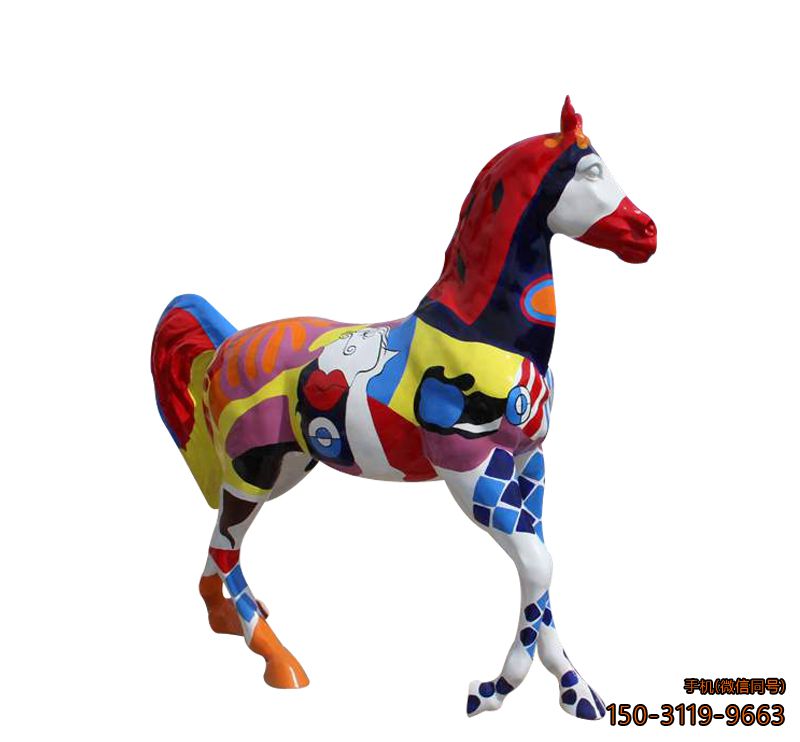 彩绘马雕塑_公园玻璃钢动物