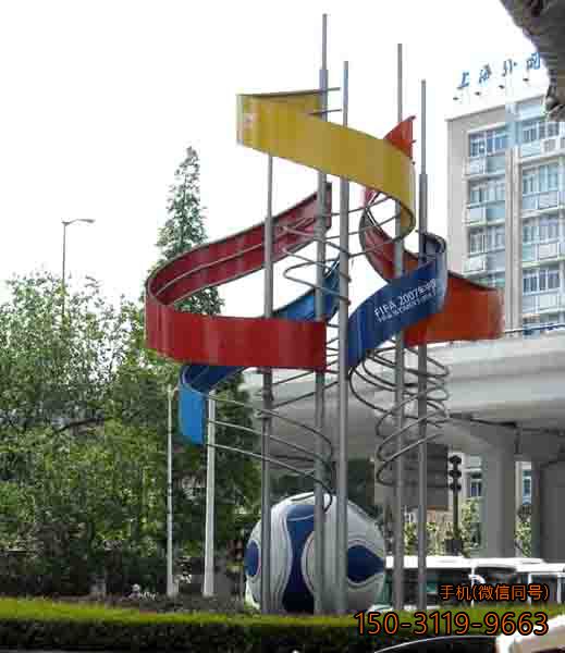 不锈钢足球雕塑_城市公园体育主题景观