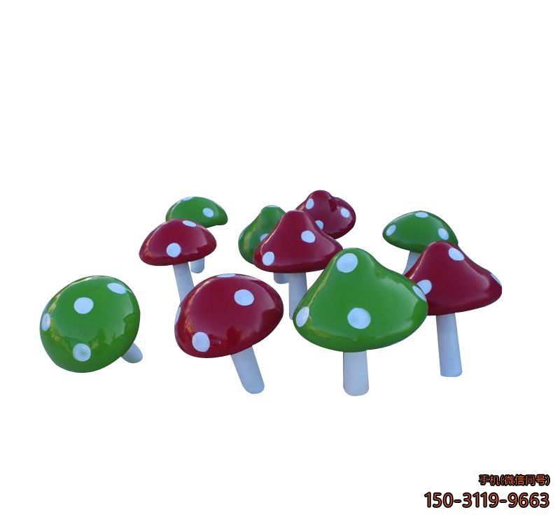 玻璃钢蘑菇_游乐场彩绘卡通植物雕塑