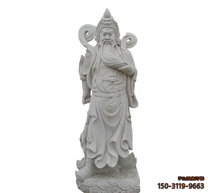 汉白玉关公佛像_寺庙关二爷塑像