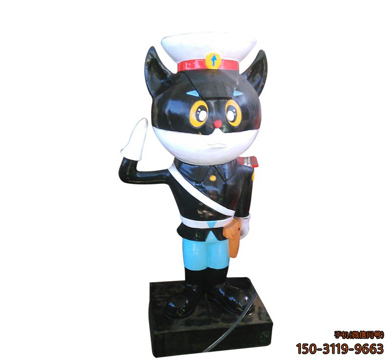 玻璃钢黑猫警长_幼儿园卡通人物塑像