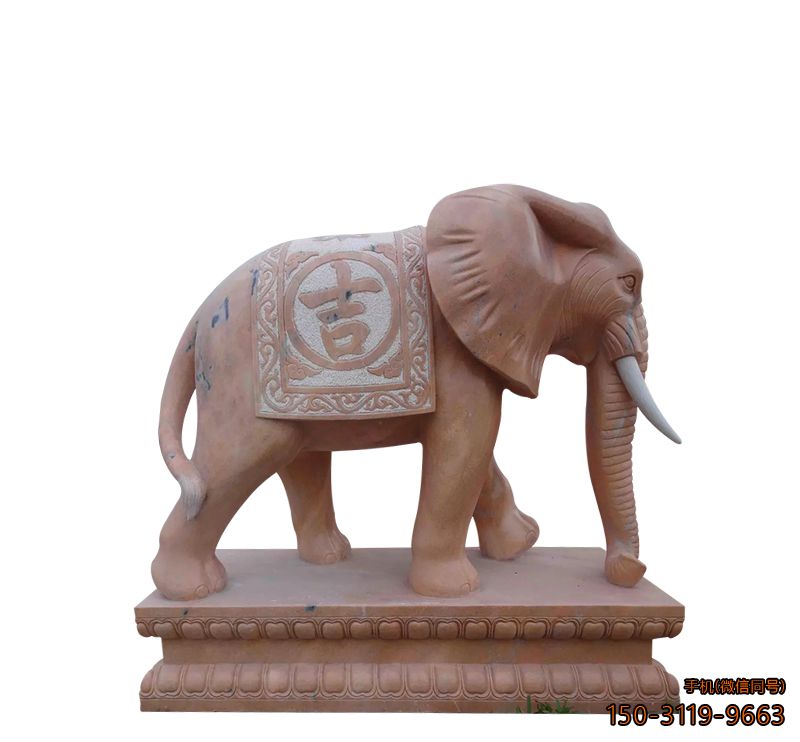晚霞红吉祥大象_城市商场动物大象摆件雕塑