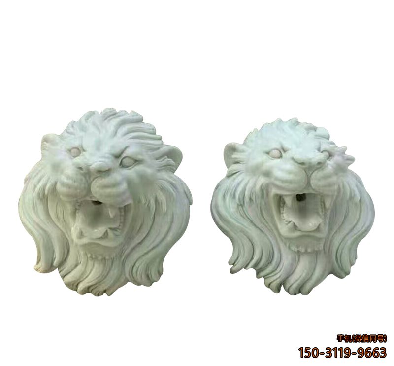 汉白玉狮子头_公园动物狮子雕塑 