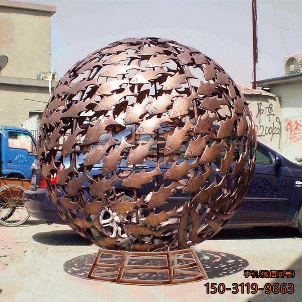 不锈钢镂空球_城市园林摆件雕塑