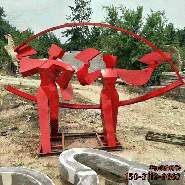 扭秧歌_不锈钢民俗文化主题雕塑