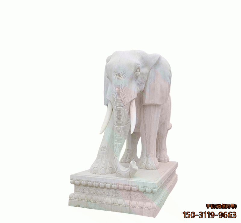 大理石大象_园林公园动物大象雕塑