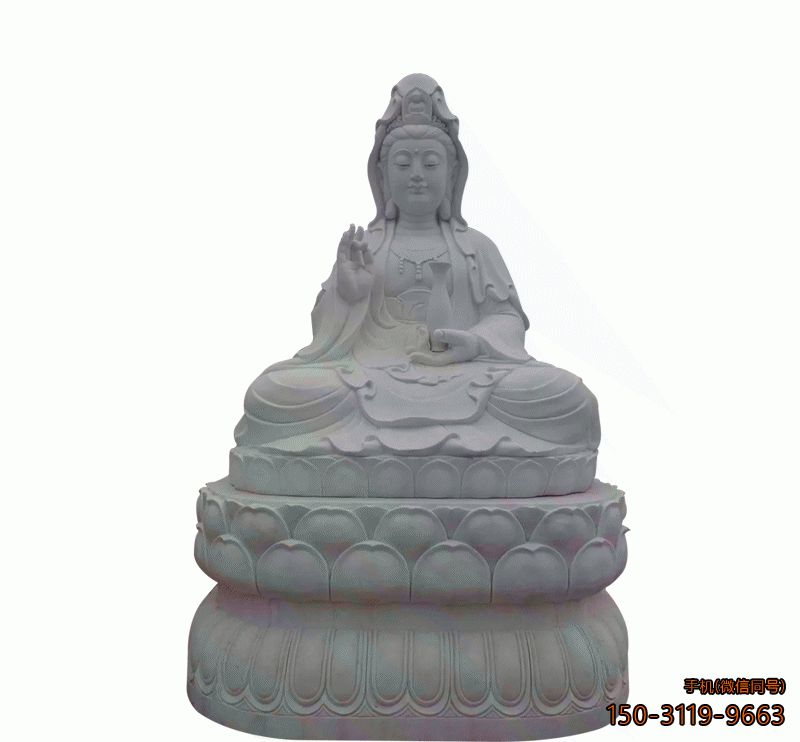 汉白玉观音像_寺庙宗祠观音菩萨佛像雕塑