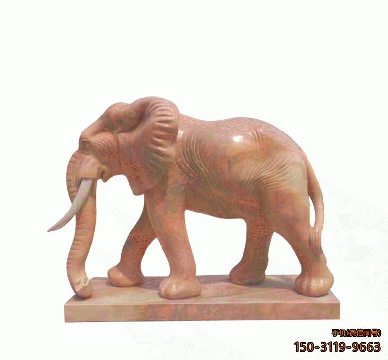 晚霞红大象_园林动物大象石雕雕塑