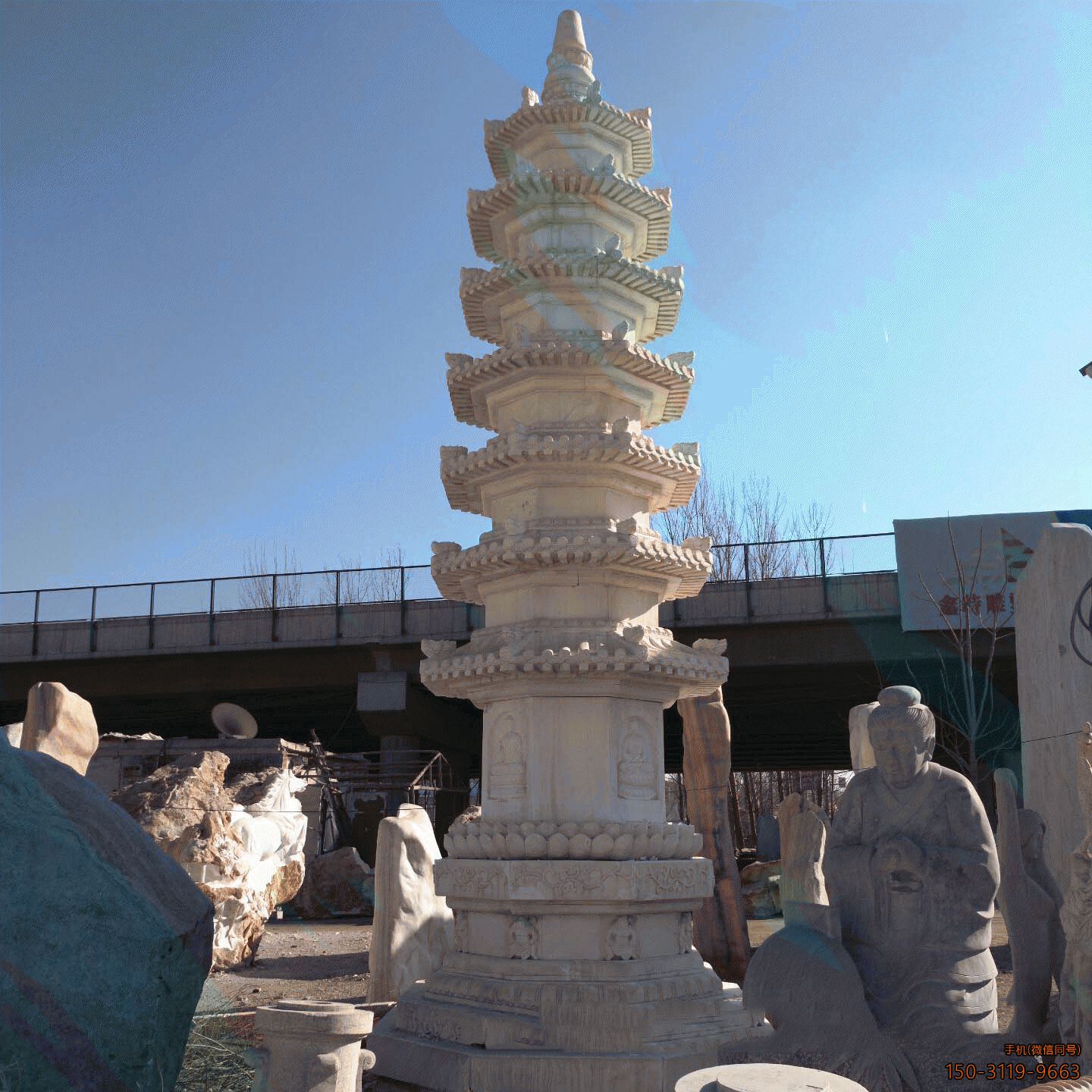 汉白玉佛塔_大理石寺庙石塔