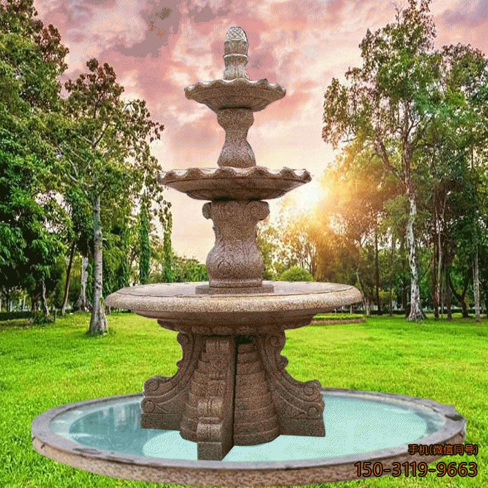 欧式流水喷泉_庭院园林大理石园林喷水池雕塑