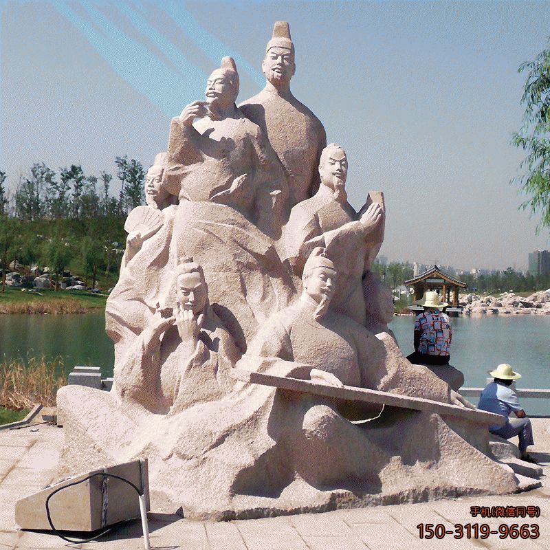 砂岩古代人物_公园景区历史人物群雕塑