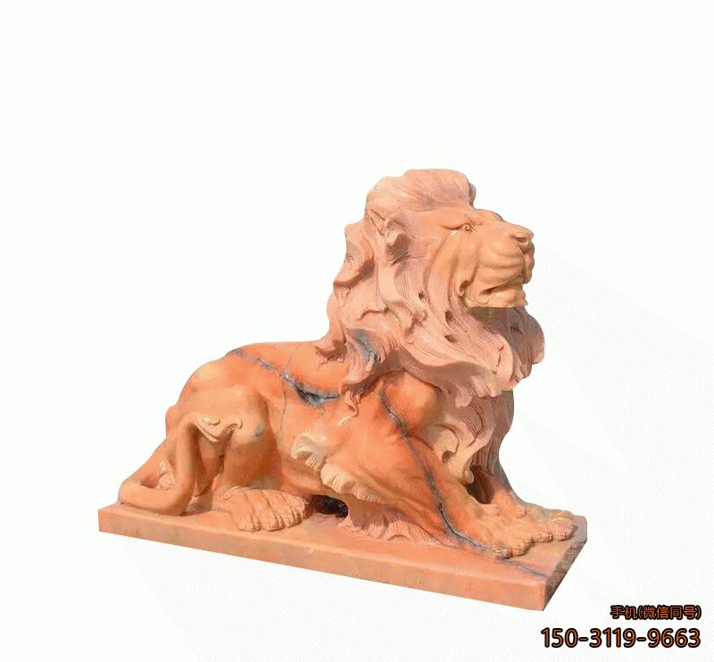 晚霞红西洋狮子_园林动物狮子雕塑