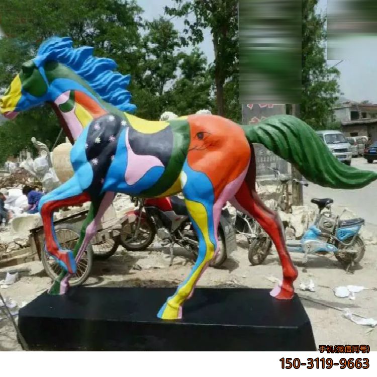 玻璃钢彩绘马雕塑动物雕塑