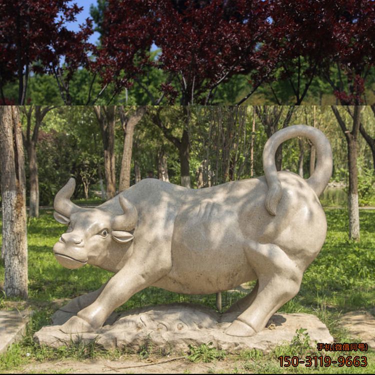 大理石牛公园动物石雕雕塑