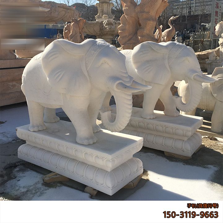 汉白玉大象企业门口石雕大象雕塑