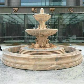 喷泉雕塑厂家黄锈石喷泉花钵