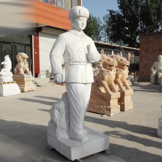 汉白玉雷锋全身像_校园文化人物雕像