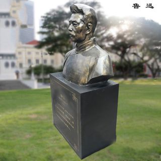 玻璃钢鲁迅头像_校园文化名人塑像