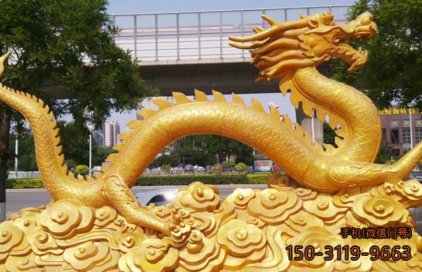 鎏金铜雕龙景观雕塑