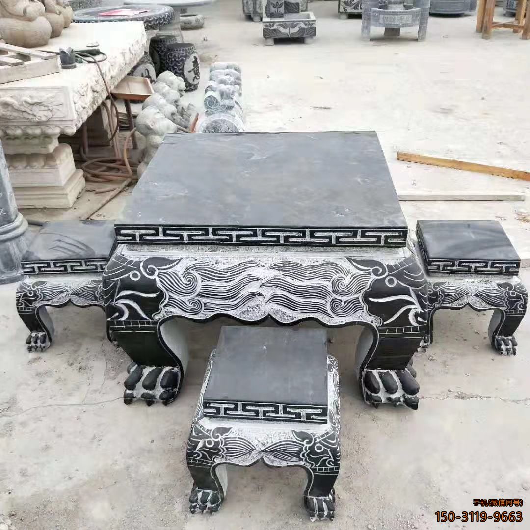庭院石桌凳雕塑