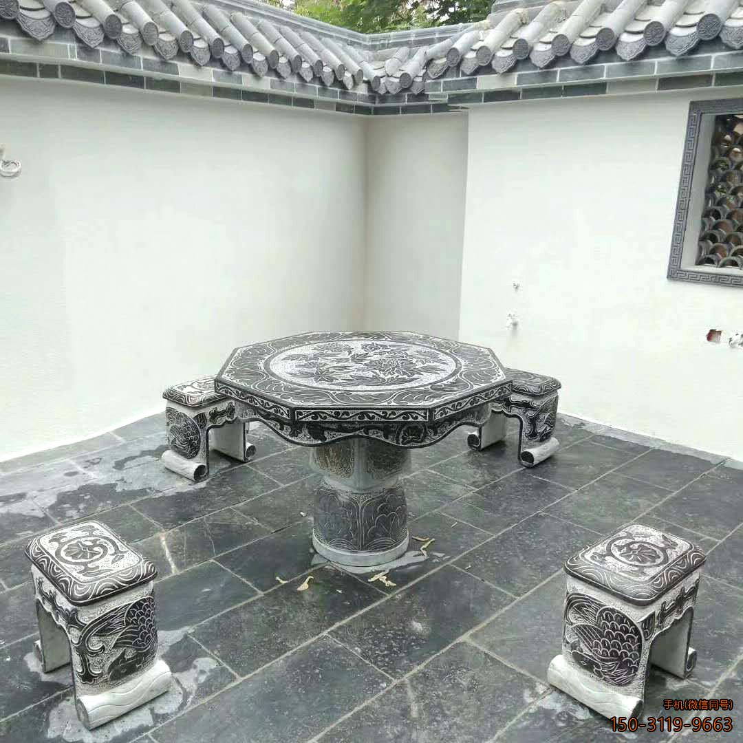 园林中国风石桌凳
