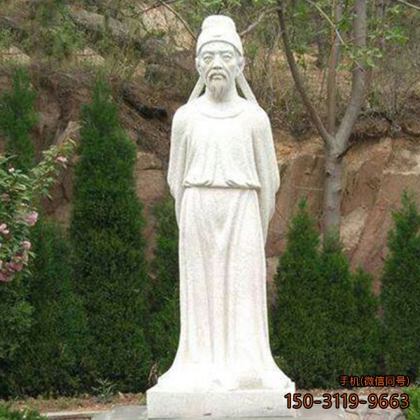 唐代著名诗人杜甫汉白玉雕像雕塑