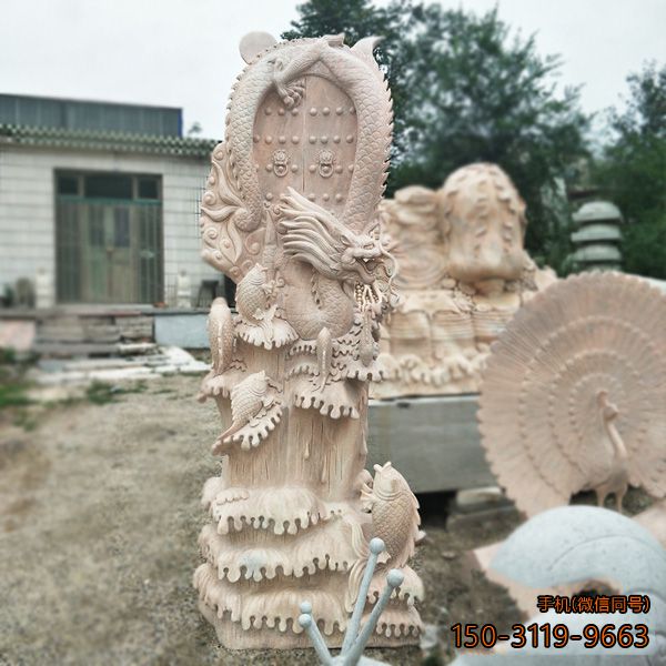 鱼跃龙门_景区景点广场动物石雕景观雕塑
