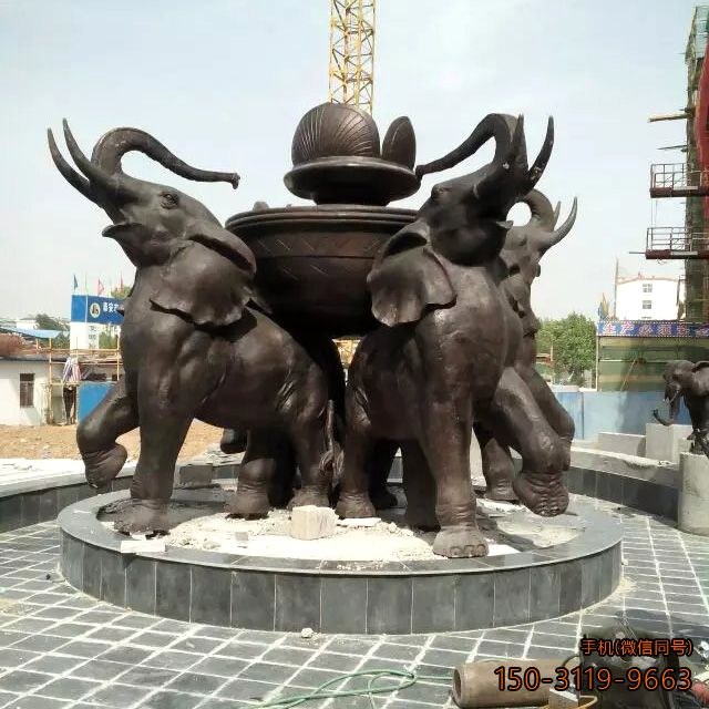 广场铜雕大象景观