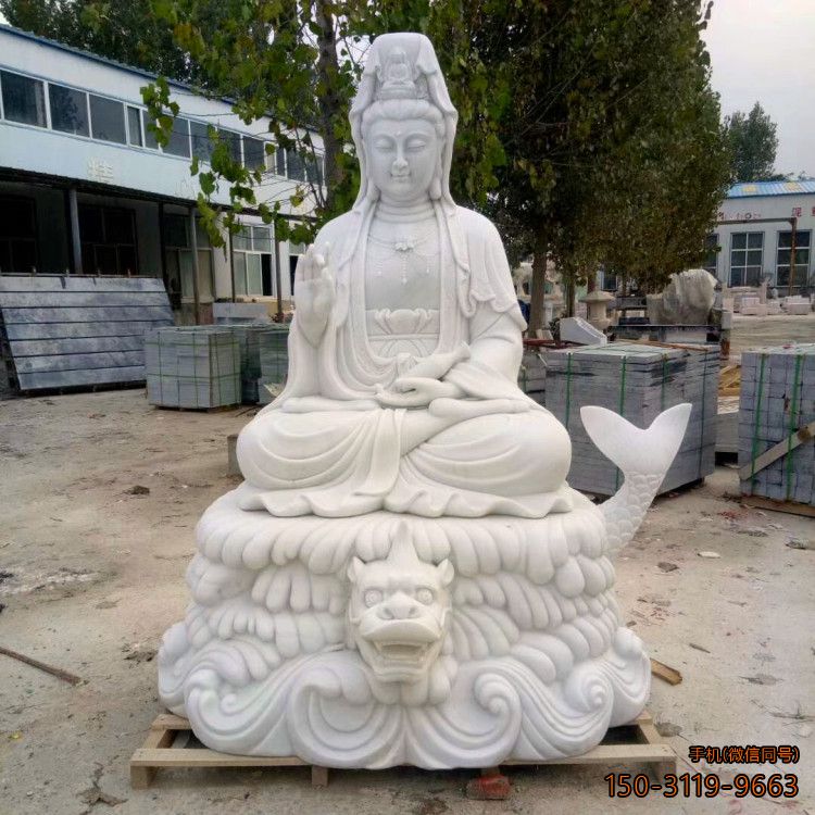 鳌鱼观音_汉白玉宗教佛像雕塑