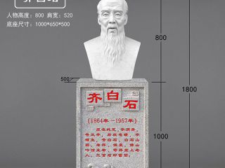 著名画家齐白石头像石雕