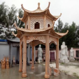 晚霞红双层八角石凉亭