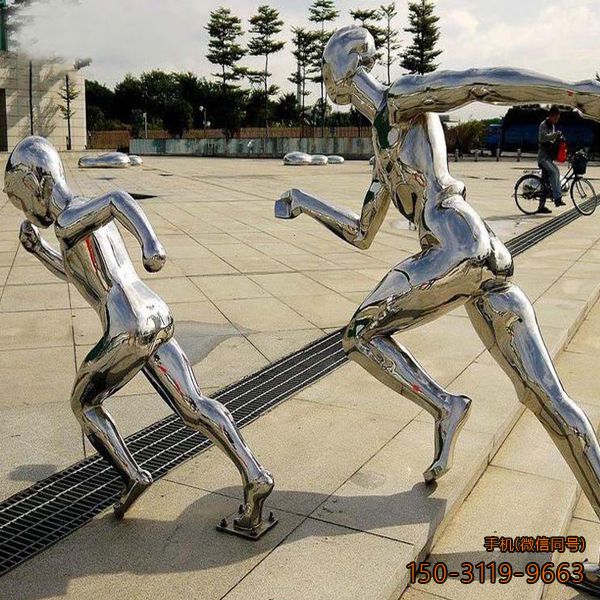 《奔跑》镜面不锈钢人物雕塑