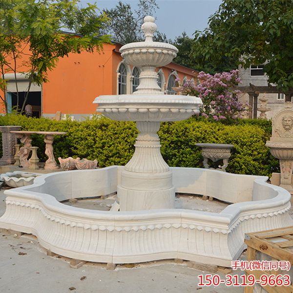 大型流石雕喷泉 天然大理石手工雕刻景观喷泉雕塑