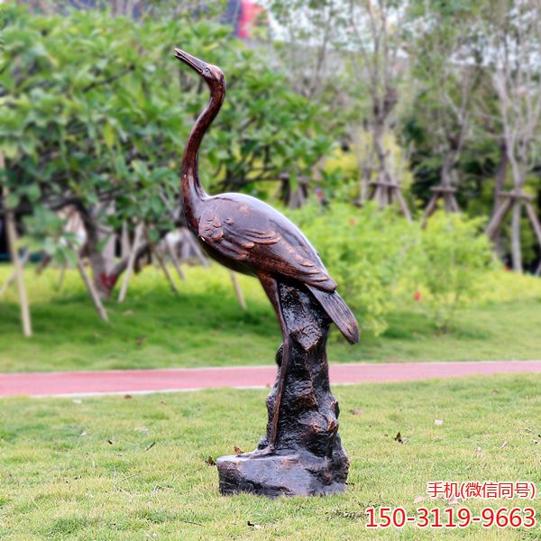 铜雕仙鹤_动物公园摆件雕塑