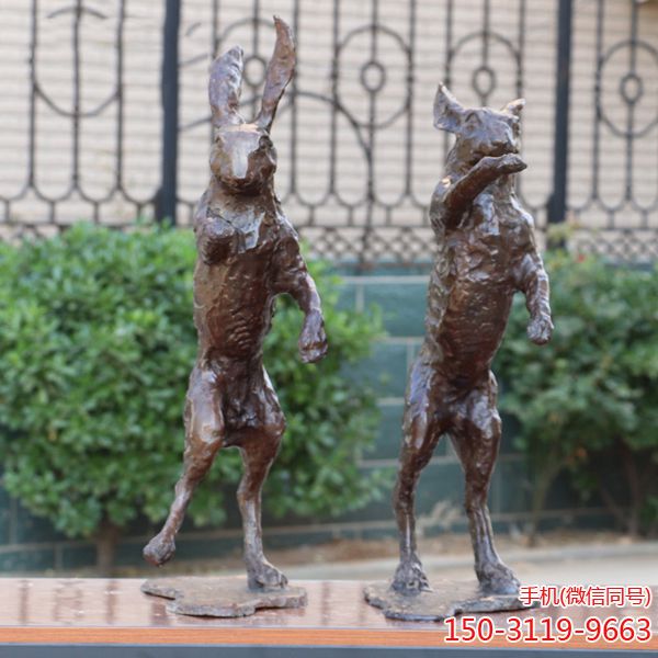 铜兔雕塑_户外铸铜动物景观摆件